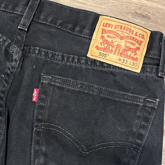 Men's Levis 505 Regular Fit Denim Jeans SZ 33x30 Black Modern Cotton Red Tab - Picture 10 of 13